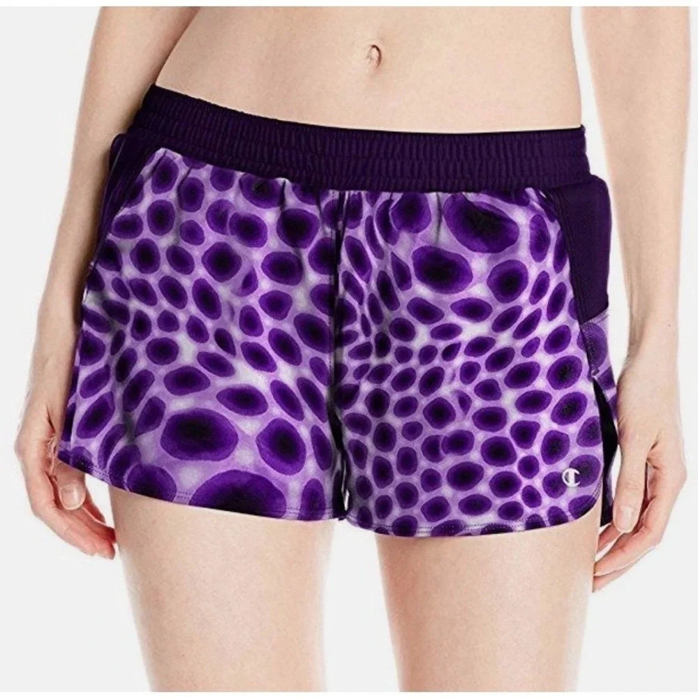 Champion Performance Womens Purple Abstract Spotted Running Shorts Size Small
